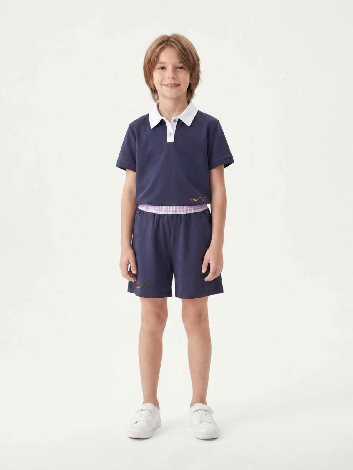 Kins Class Princess Collar Crop Polo Tee & Shorts For Kids