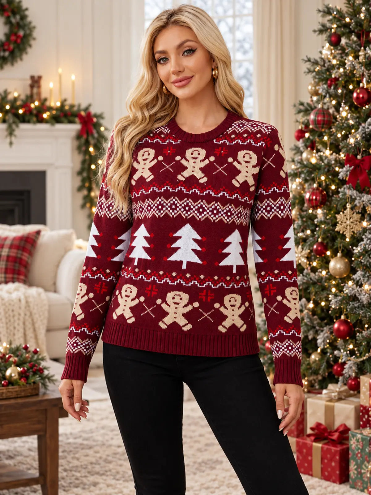 Gingerbread Man Christmas Jacquard Sweater