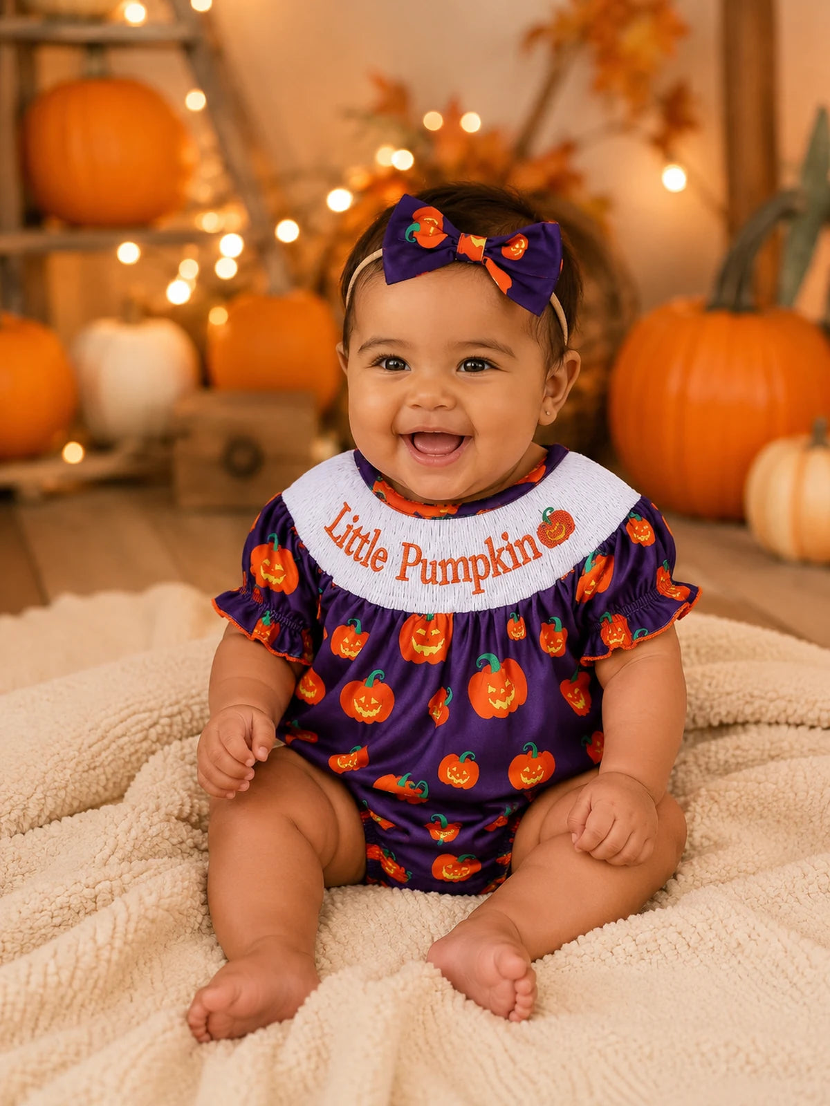 Baby Girls’ Pink Ghost & Pumpkin Halloween Romper