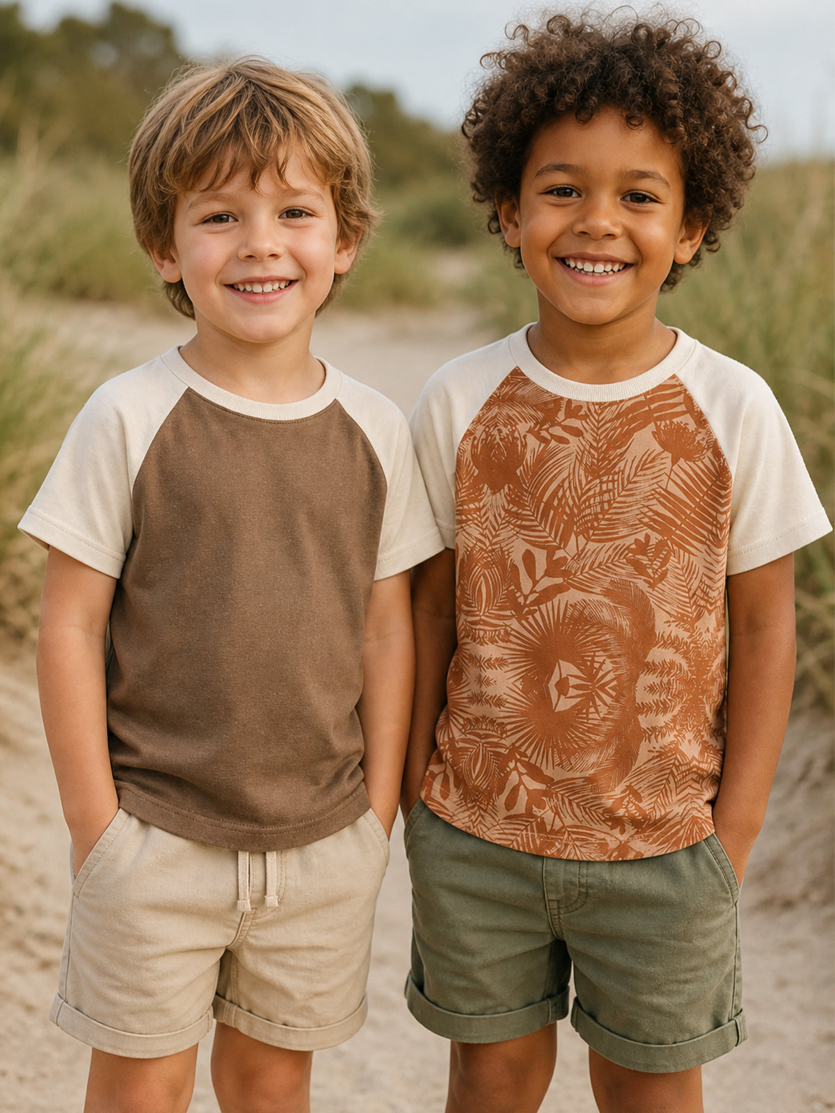Sunny Escape Roam Zebra Striped Tee & Shorts Set For Kids