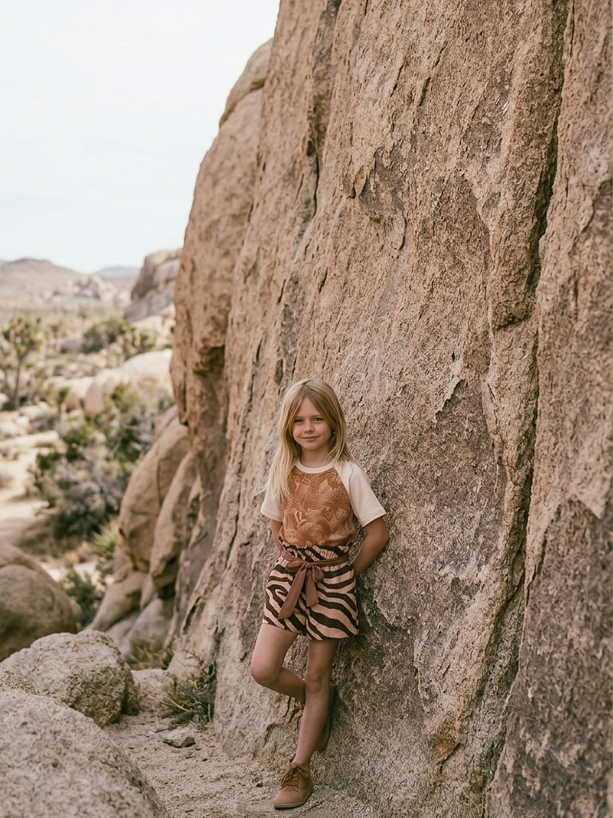 Sunny Escape Roam Zebra Striped Tee & Shorts Set For Kids