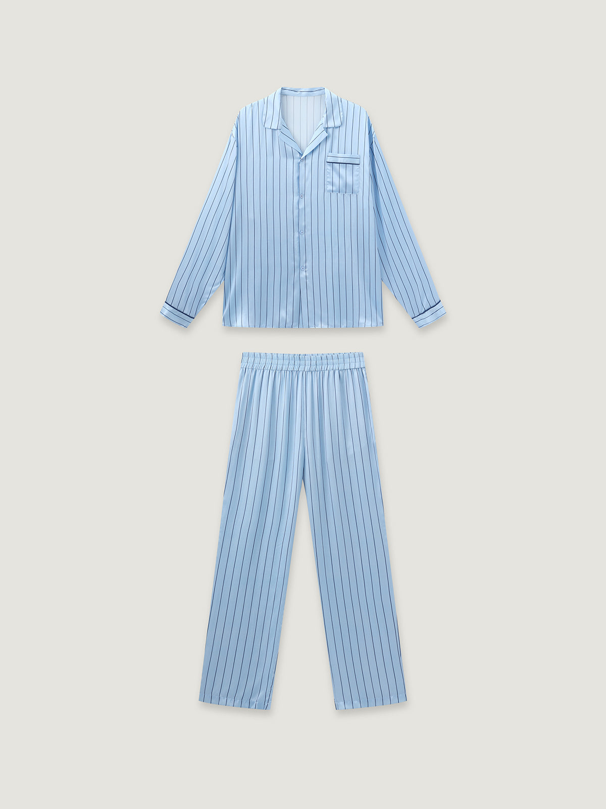 Cozy Nest Silk Striped Pajamas Set For Adults