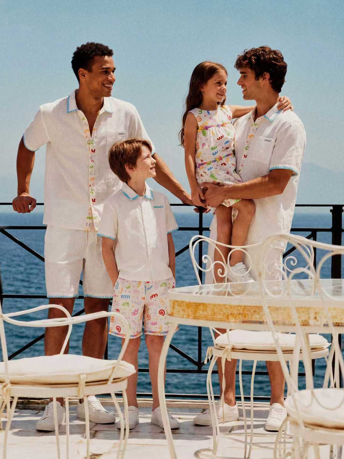 Sunny Escape Expressive Family Matching Picot Edge Shirt & Shorts And Dress Set