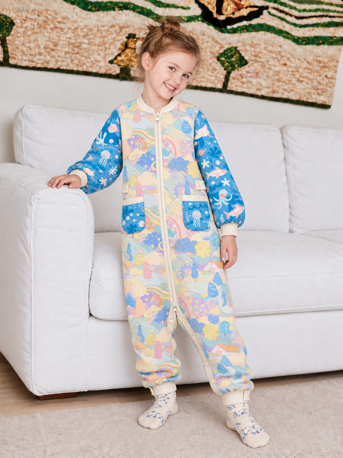 Ocean Floral Print Matching Family Onesies
