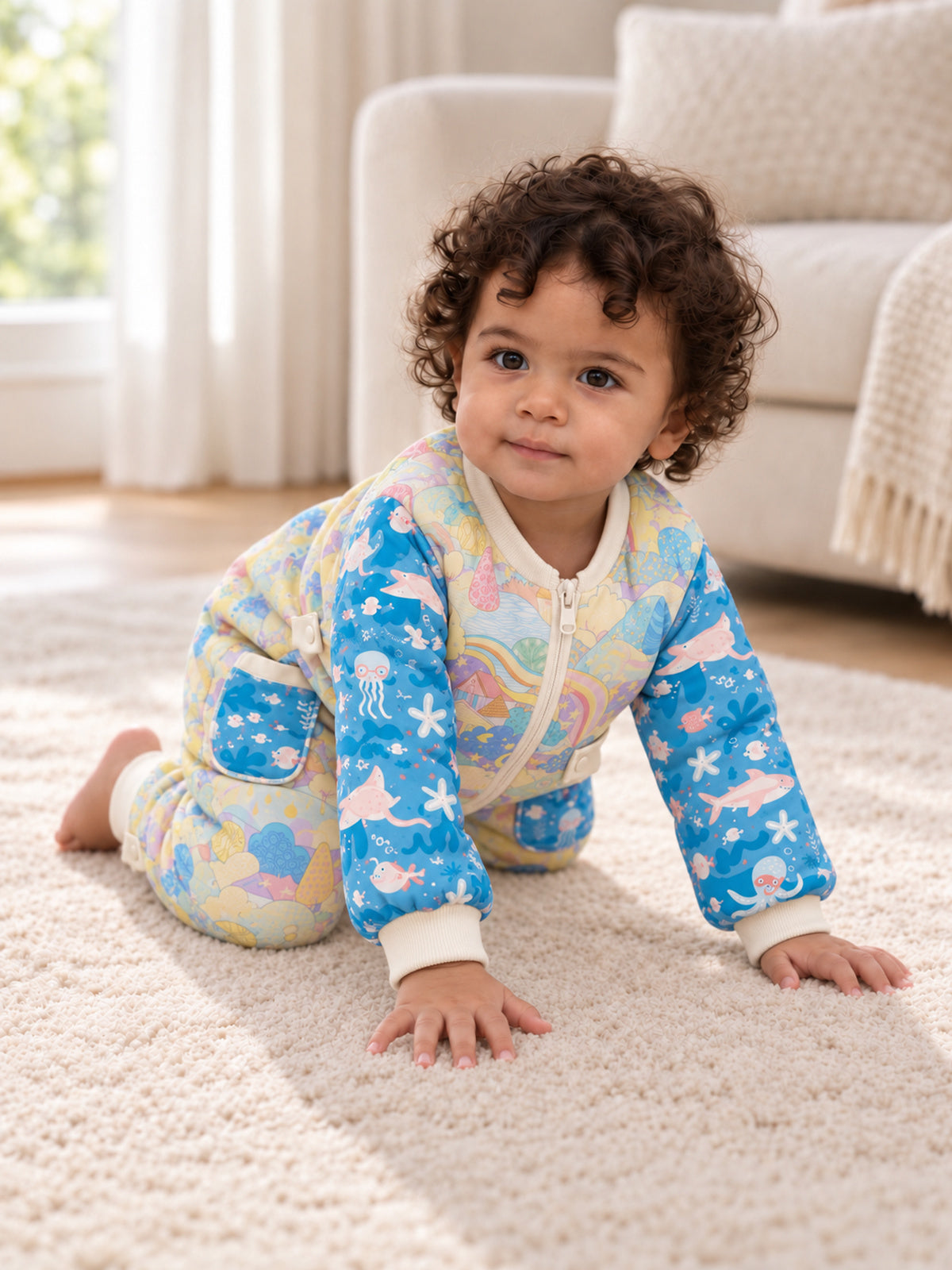 Ocean Floral Print Matching Family Onesies