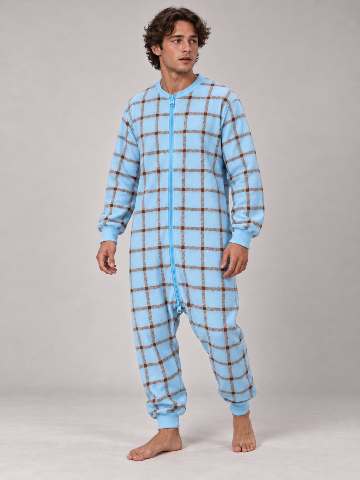 Ice Blue Plaid Matching Family Onesies