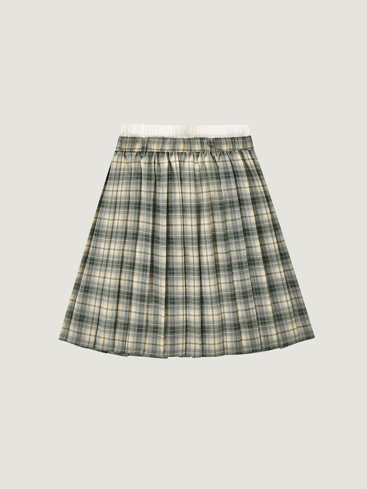Kins Class Preppy Green Plaid Pleated Mini Skirt For Adults