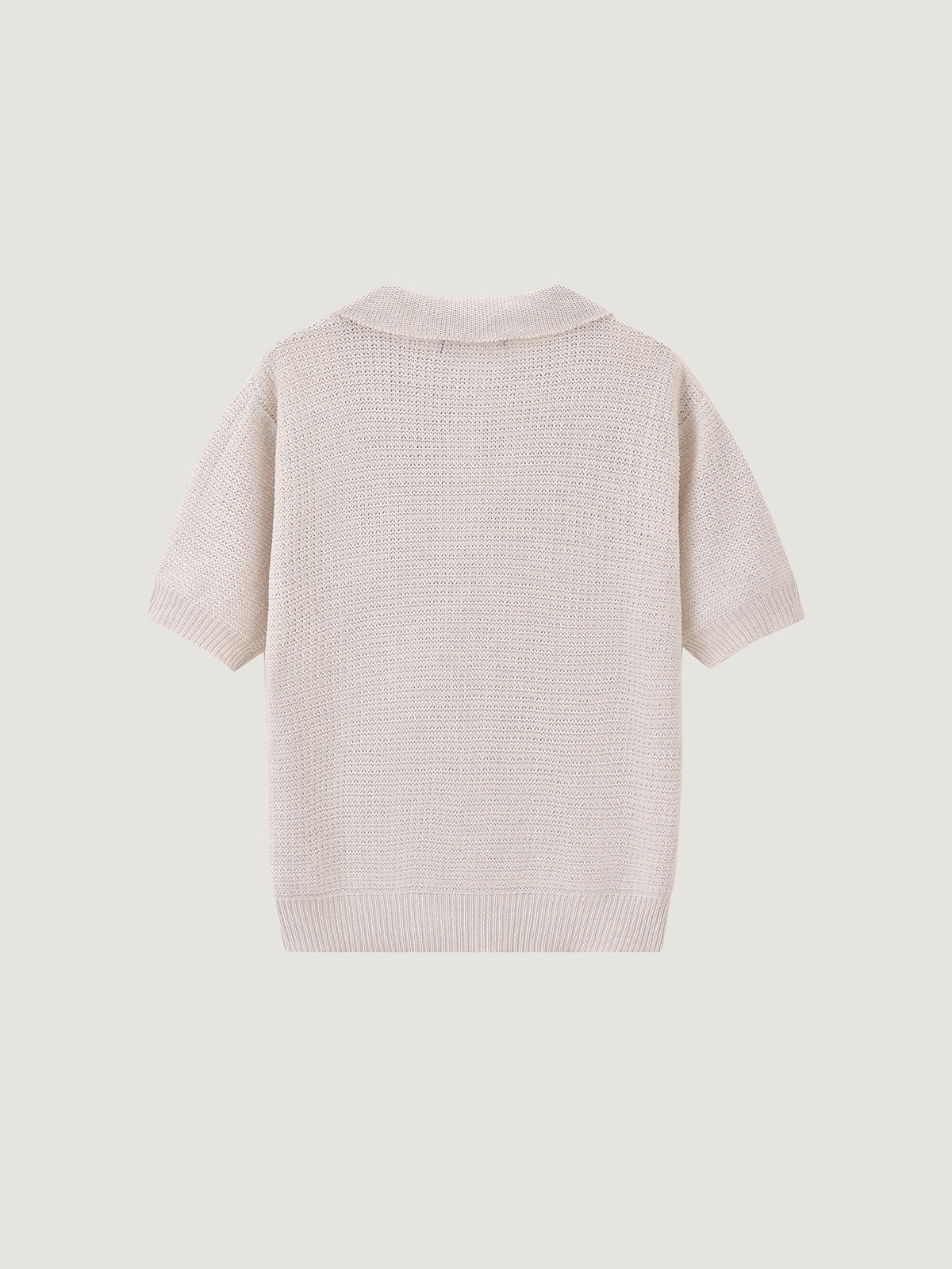 Sunny Escape Knit Crochet Beaded Appliqué Short Sleeve Polo Shirt For Adults