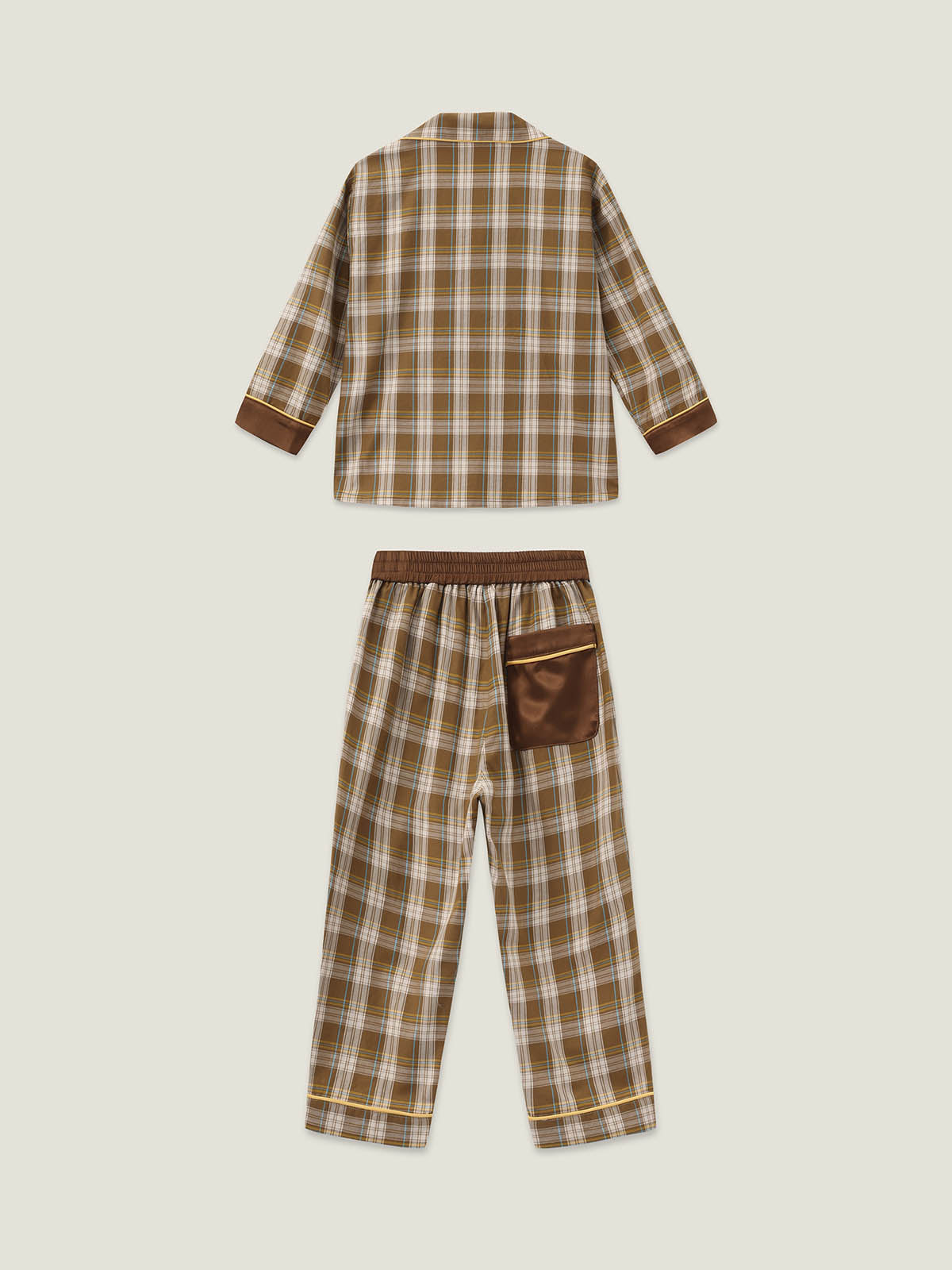 kids-brown-plaid-pajamas