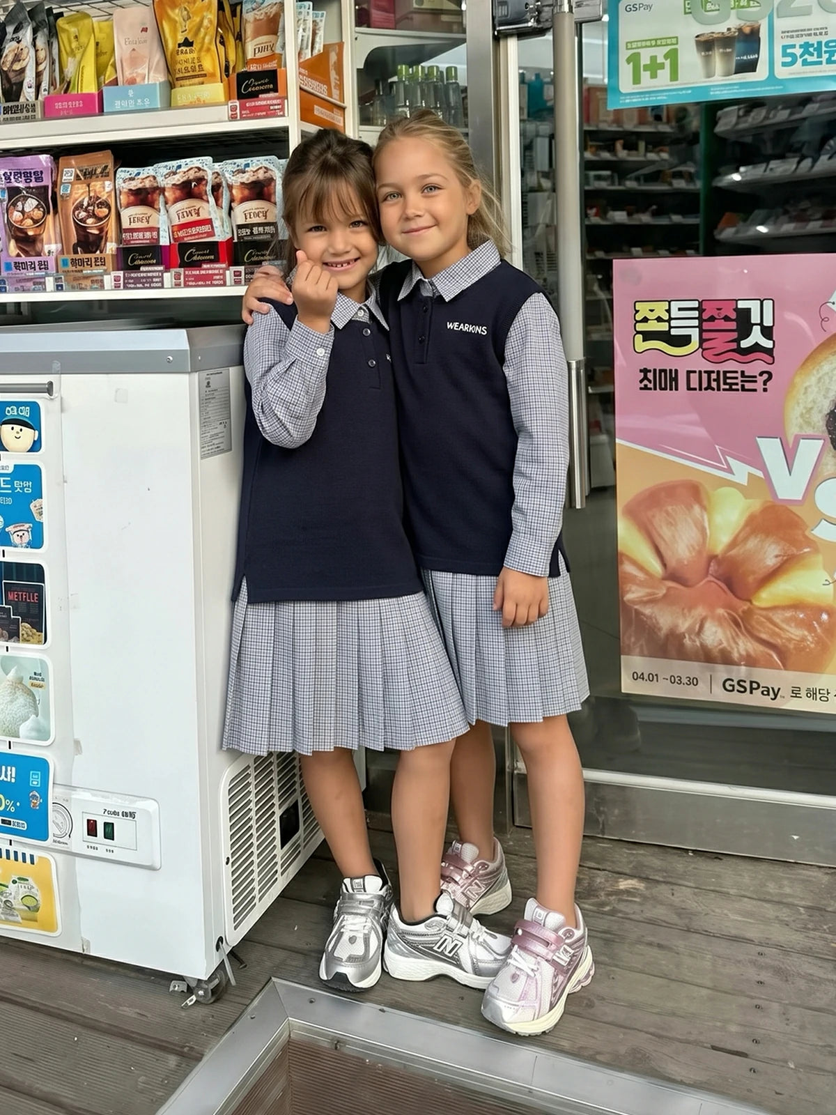 Kins Class Preppy Tiny Gingham Spliced Kleid für Kinder