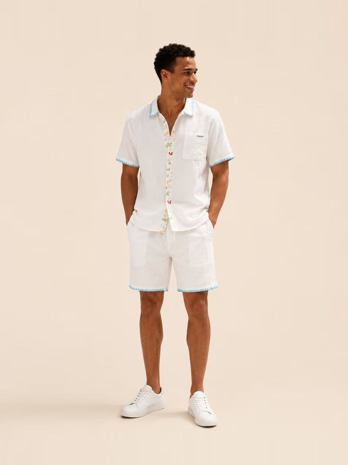 Family Matching Picot Edge Shirt & Shorts And Dress Set | SUNNY ESCAPE HAWAII