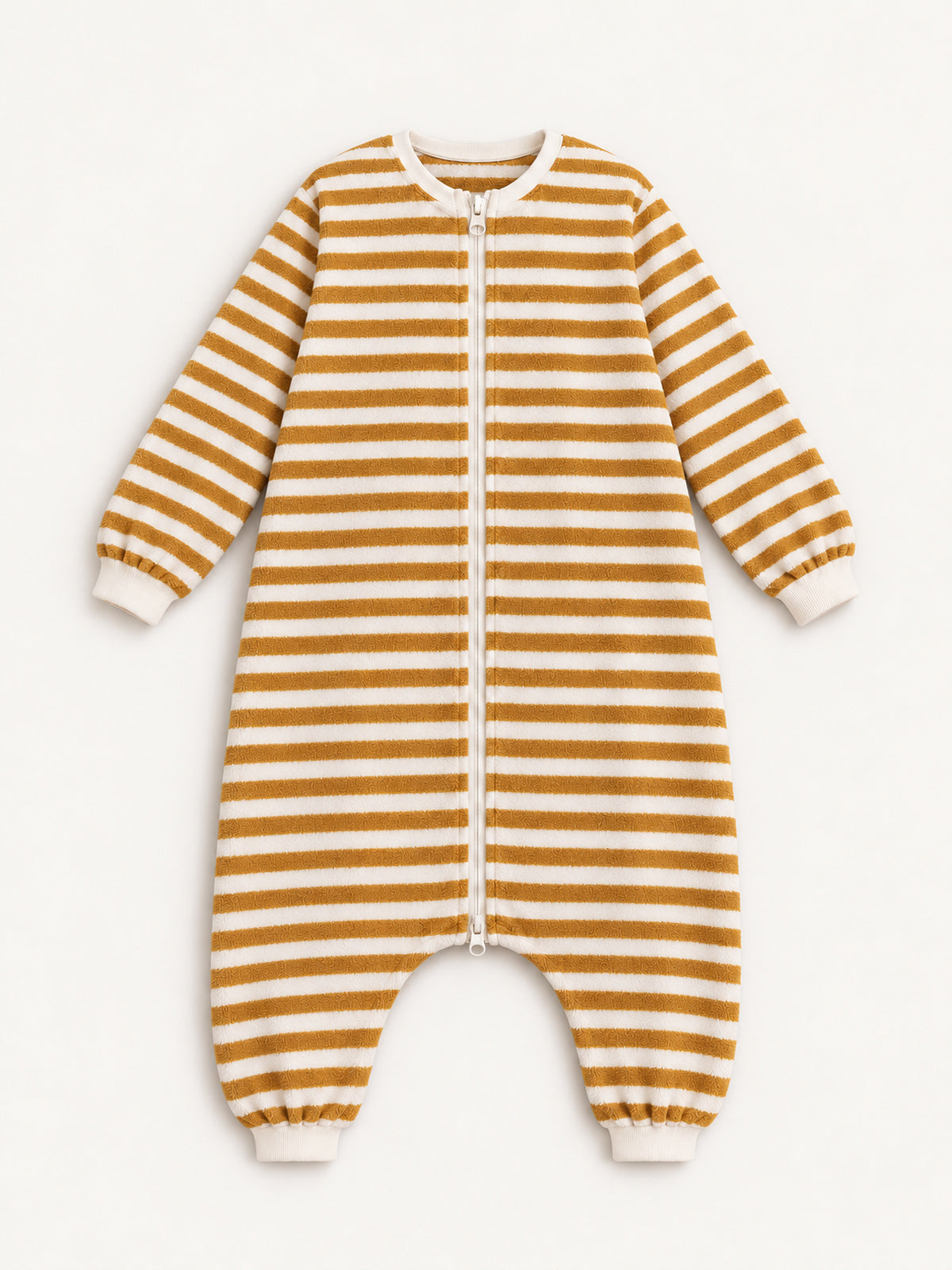 Front view — Mustard Stripe Onesie
