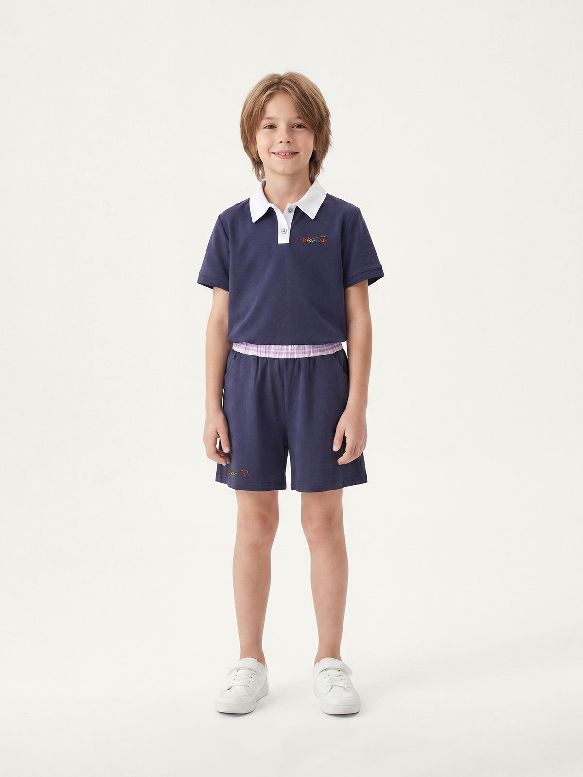 Kins Class Princess Collar Crop Polo Tee & Shorts For Kids