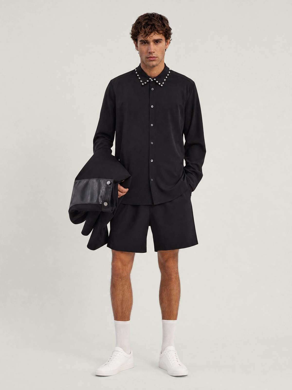 Adult Studded Collar Shirt, Tailored Shorts and Jacket Set | KINS CLASS