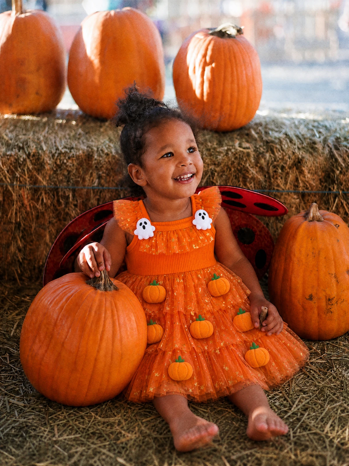 Girls’ Pumpkin Tulle Halloween Party Dress