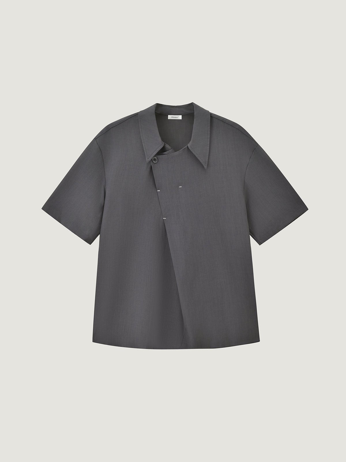 Convertible Collar Asymmetric Short Sleeve Shirt｜KINS CLASS