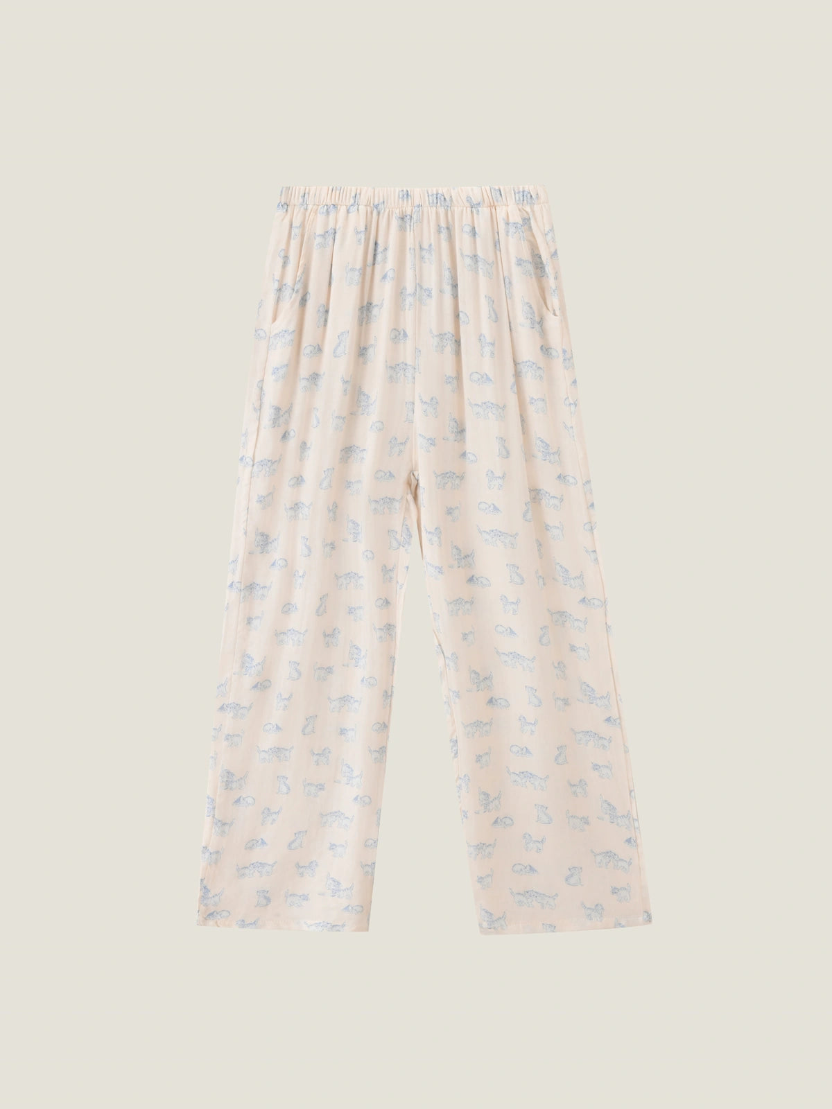 Blue Cat Print Pajamas Set For Adult | COZY NEST