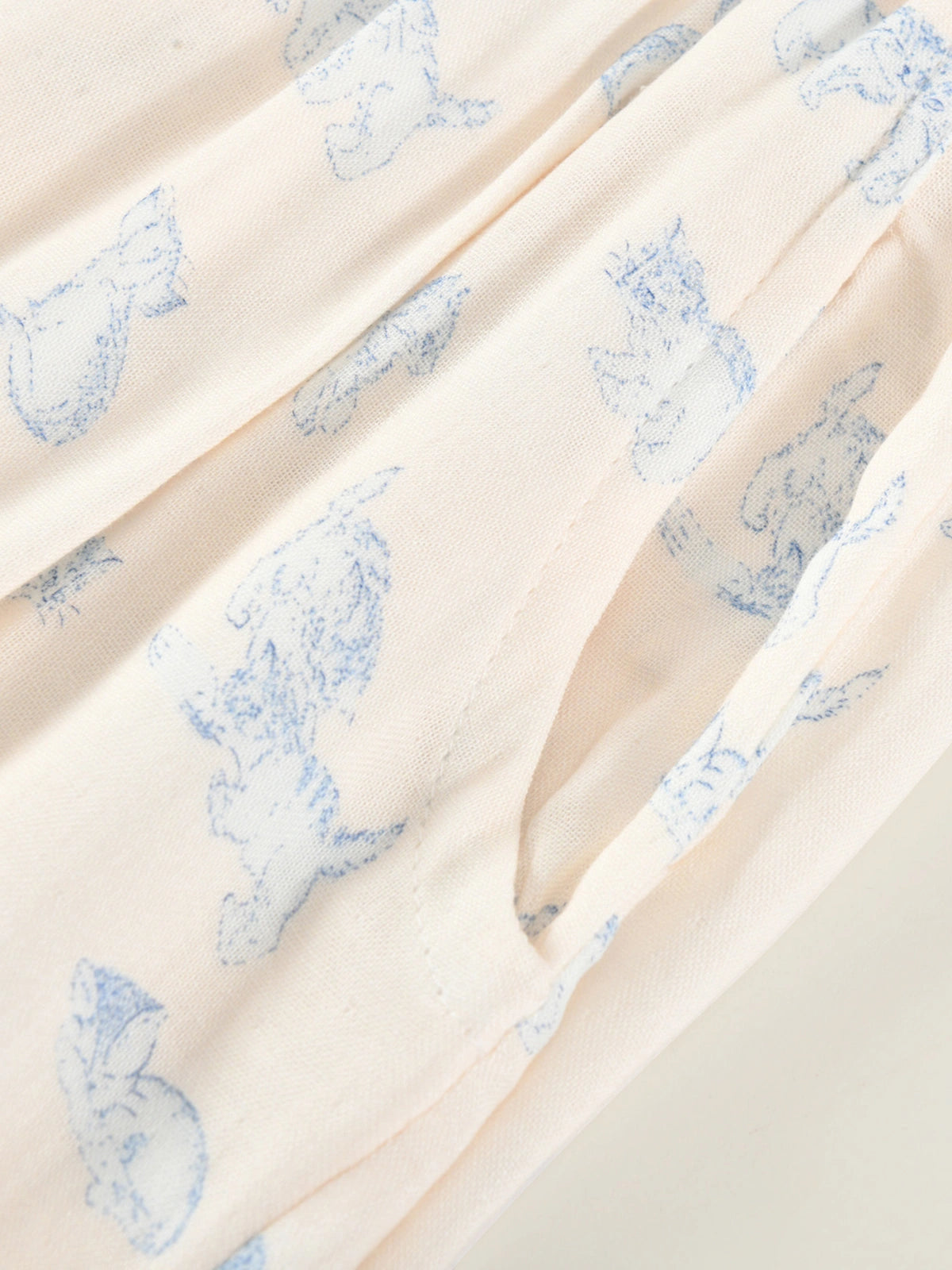 Blue Cat Print Pajamas Set For Adult | COZY NEST