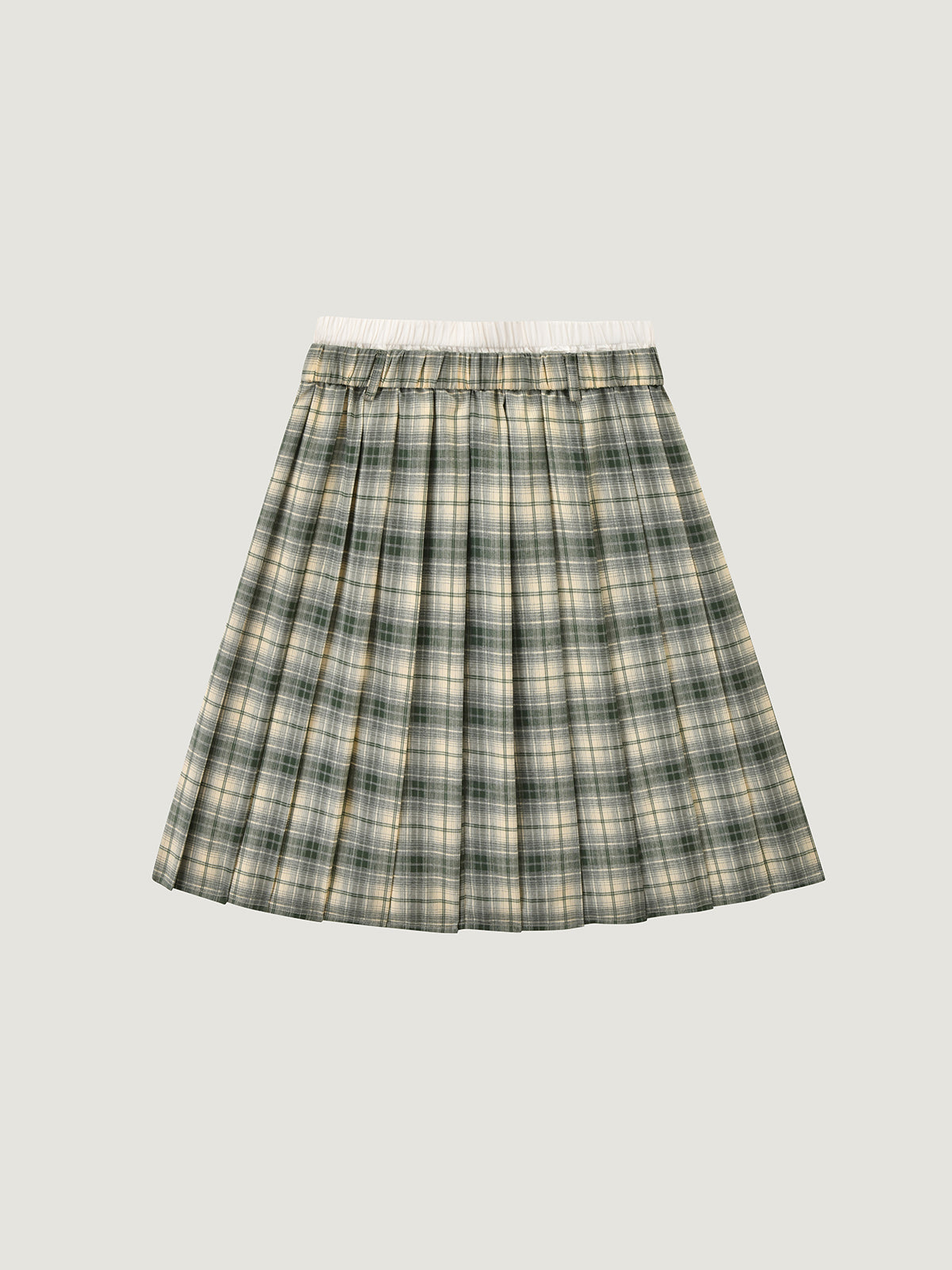 Kins Class Preppy Green Plaid Pleated Mini Skirt For Adults