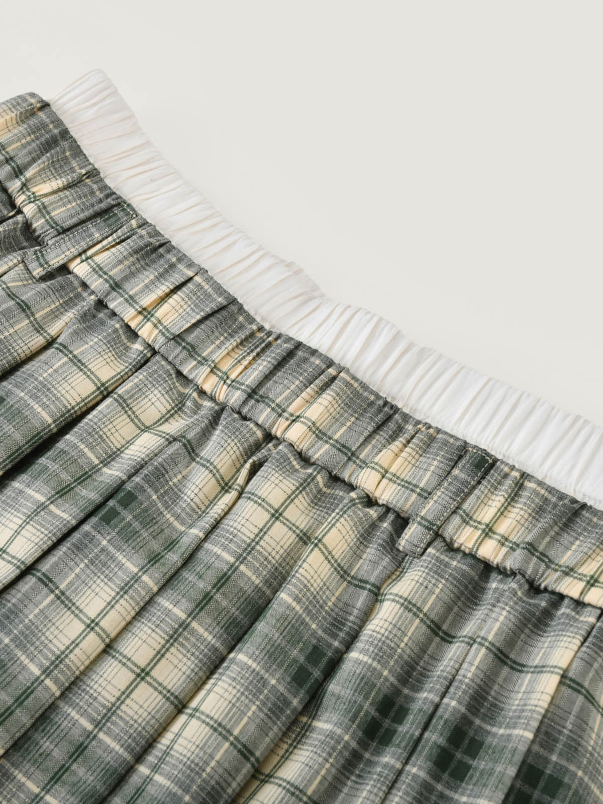 Kins Class Preppy Green Plaid Pleated Mini Skirt For Adults