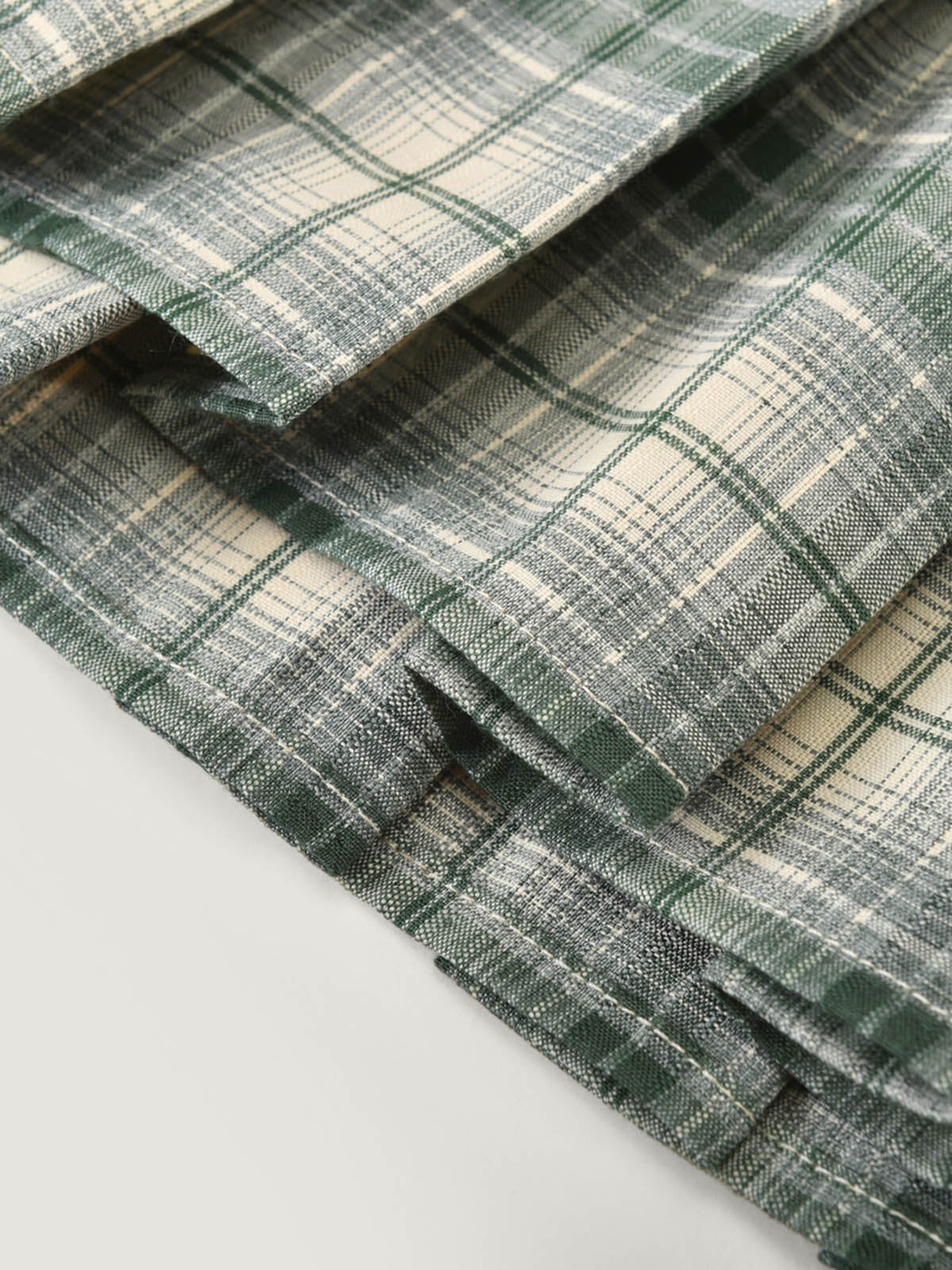 Kins Class Preppy Green Plaid Pleated Mini Skirt For Adults