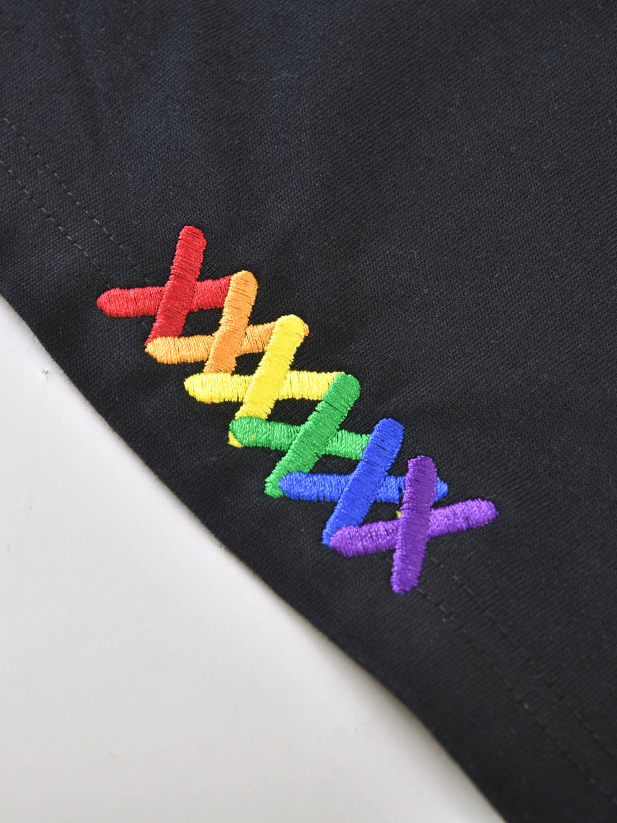 Pride Month Rainbow Embroidered X T-Shirt For Adults
