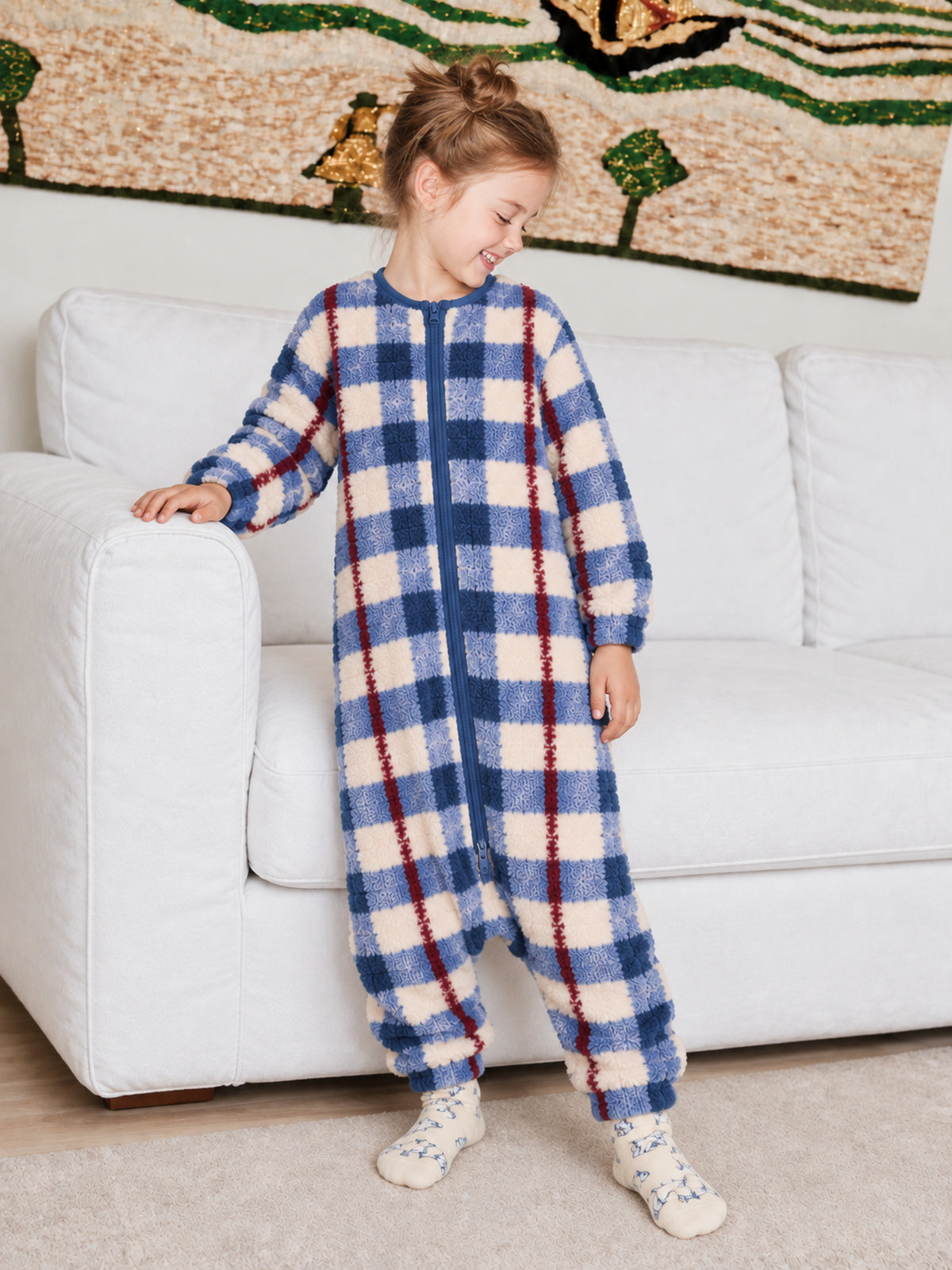Plaid Family Matching Sleep Bag | Blue