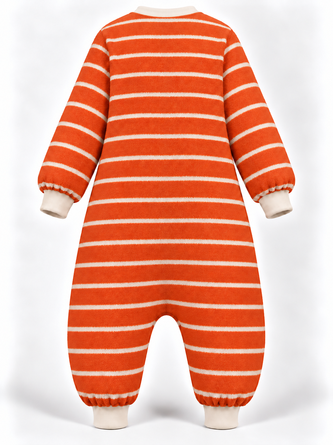 Orange-and-ivory striped adult onesie, back product view