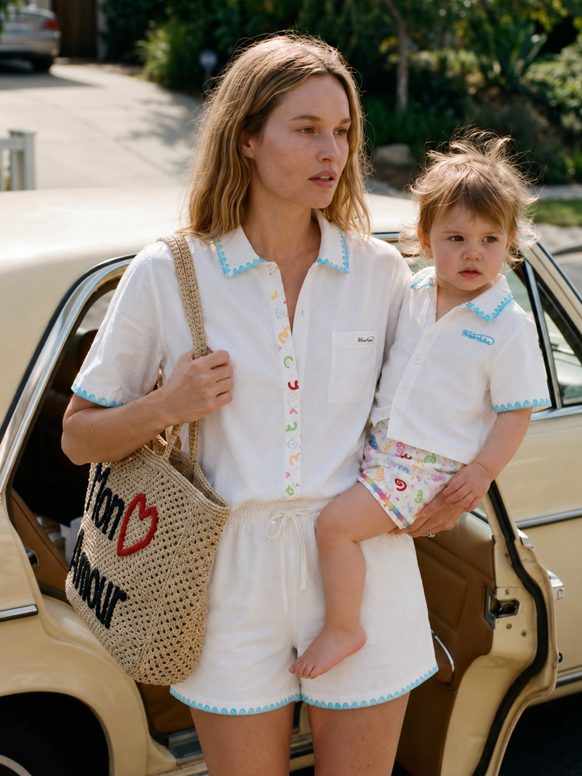 Picot Edge Shirt & Shorts Set For Adults | SUNNY ESCAPE HAWAII