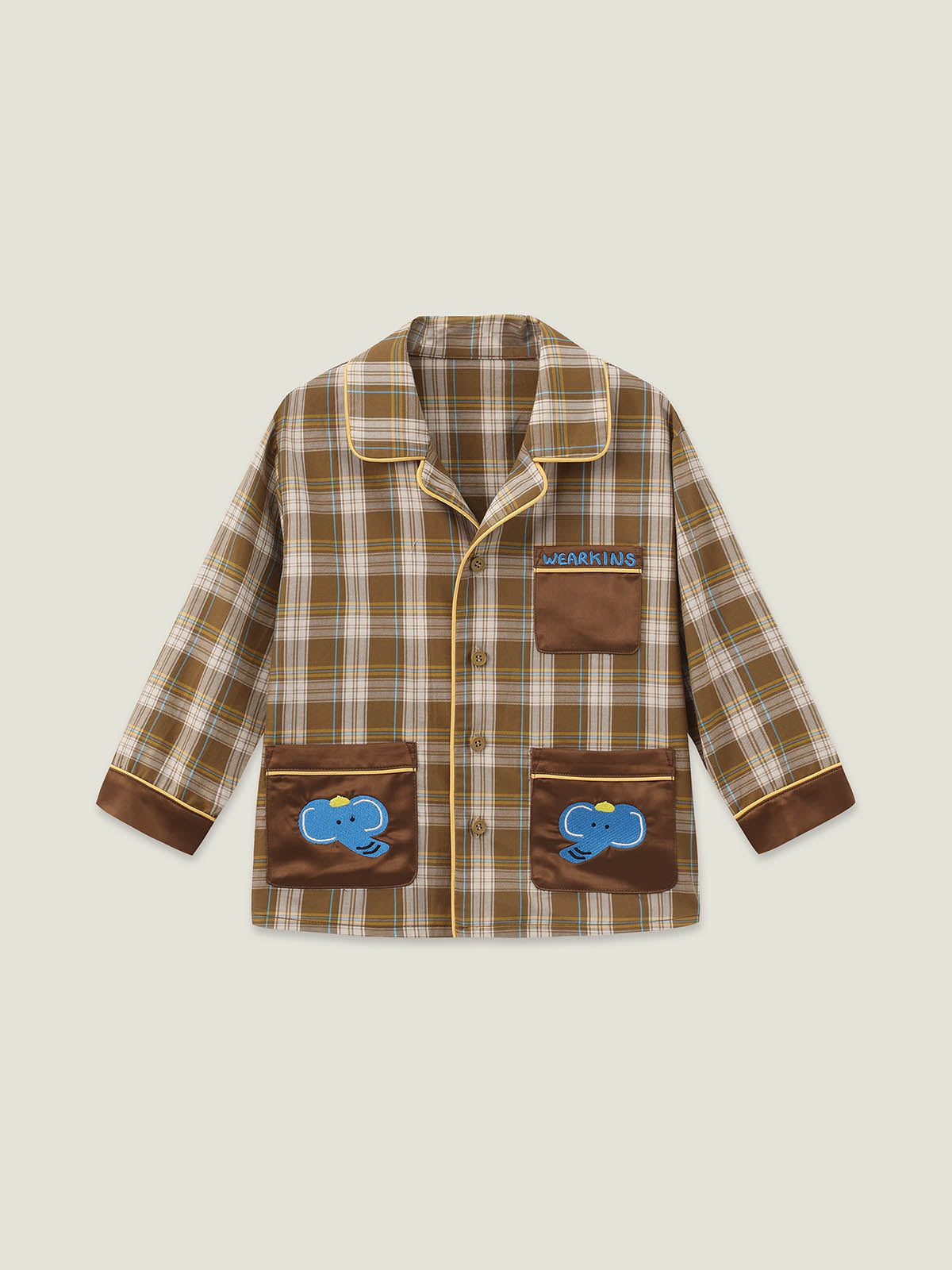 kids-brown-plaid-pajamas