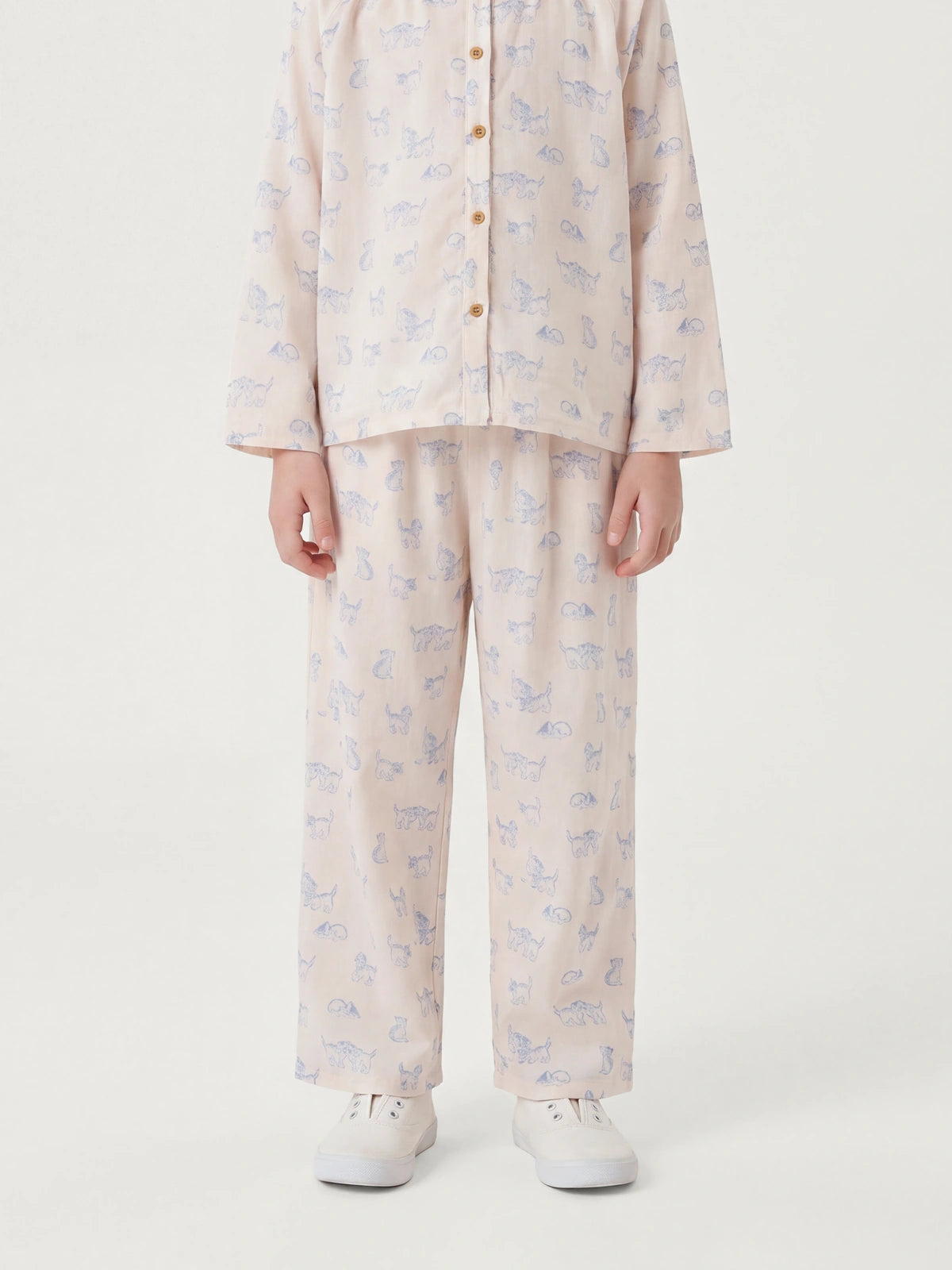Kid's Blue Cat Print Pajamas Set | COZY NEST