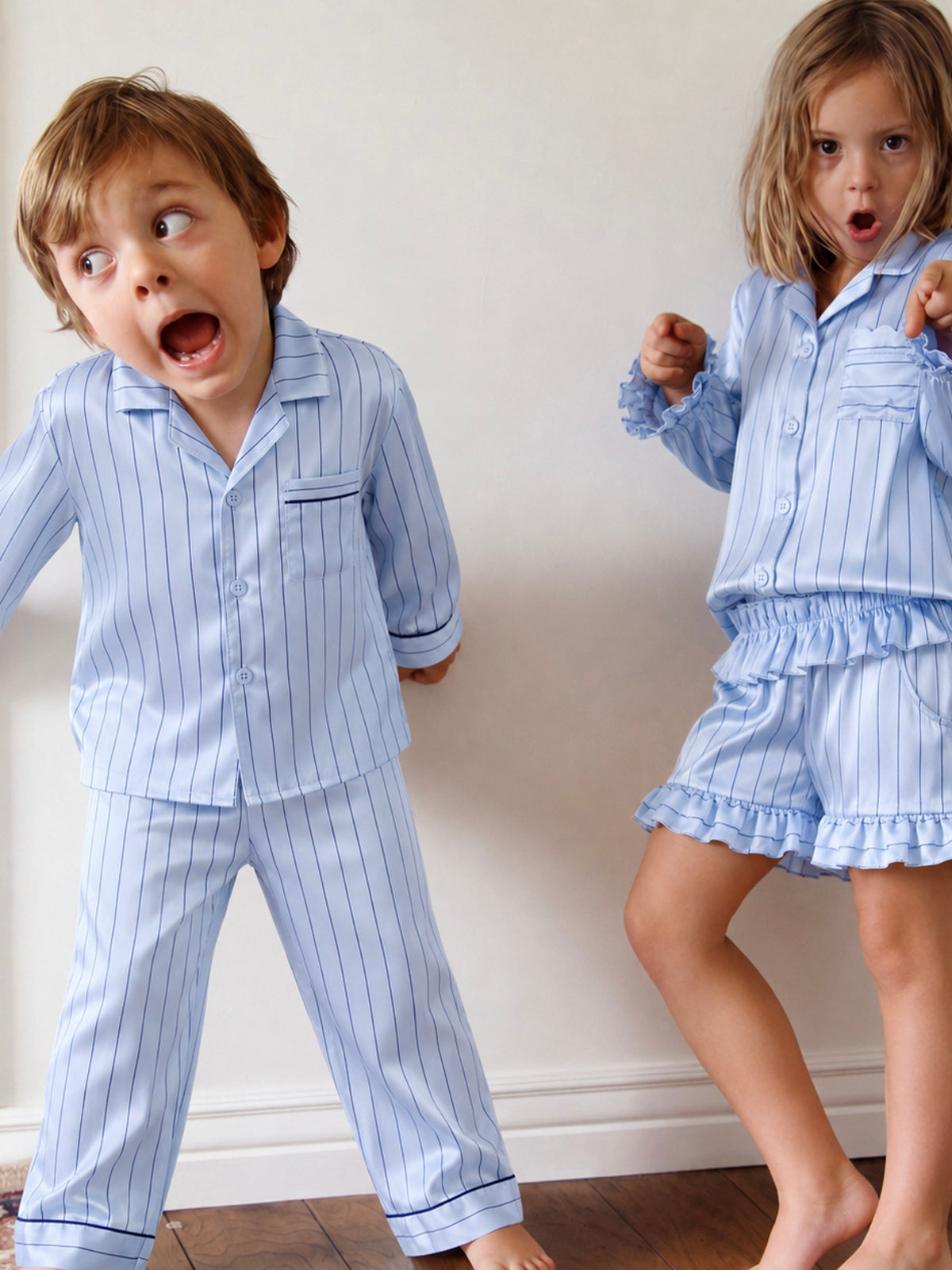 Striped 100% Silk Pajamas Set For Kids | COZY NEST