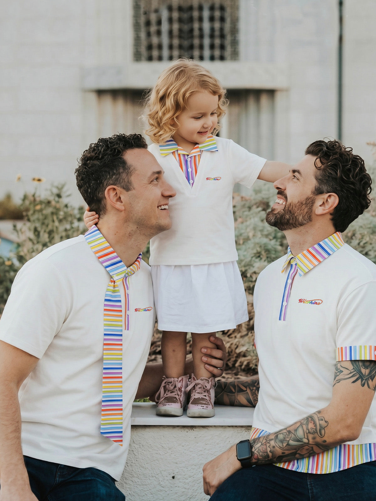 Pride Month Parade Picnic Rainbow Striped Spliced Collared Shirt – Soft Family Matching Top