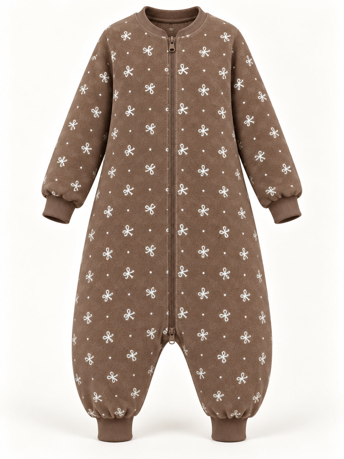 Coffee Brown Bow & Dot Fleece Family Matching Onesie