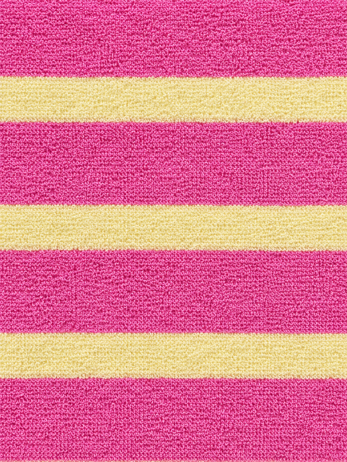 Close-up of the pink-and-yellow striped terry texture