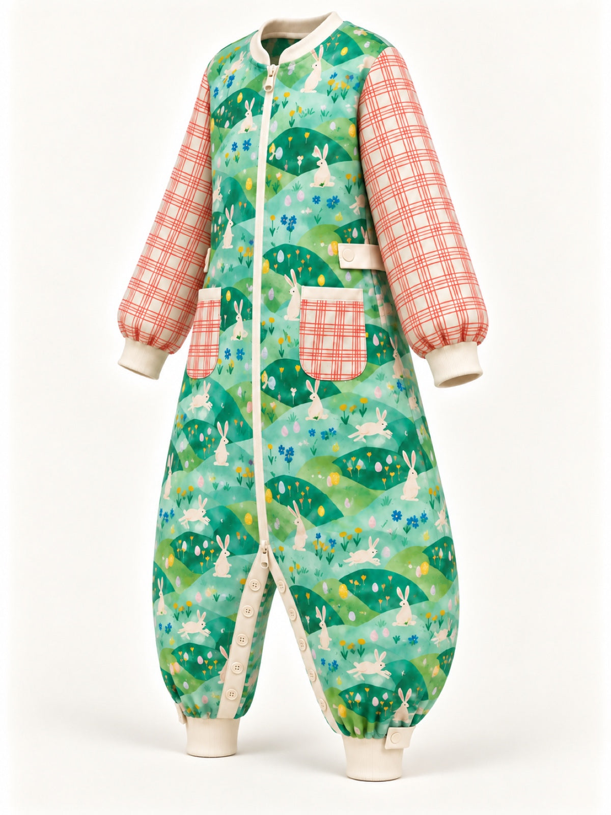 Cat Floral & Bunny Plaid Family Matching Onesie