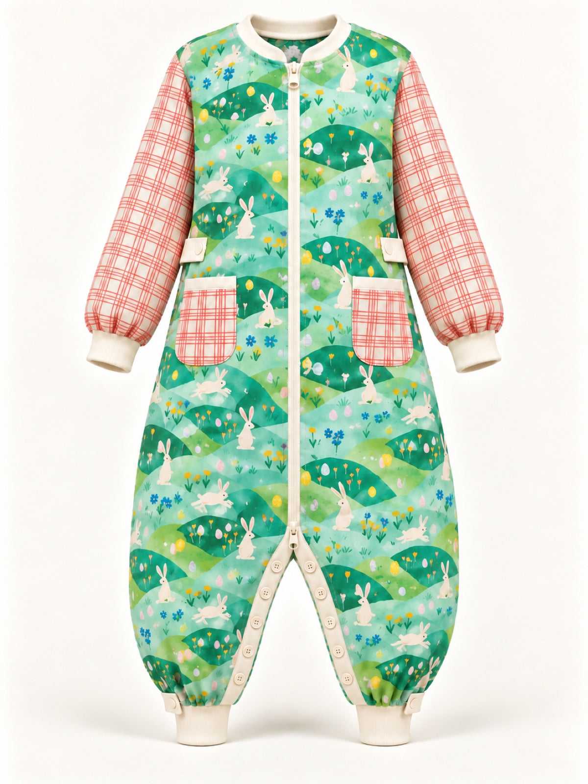 Cat Floral & Bunny Plaid Family Matching Onesie