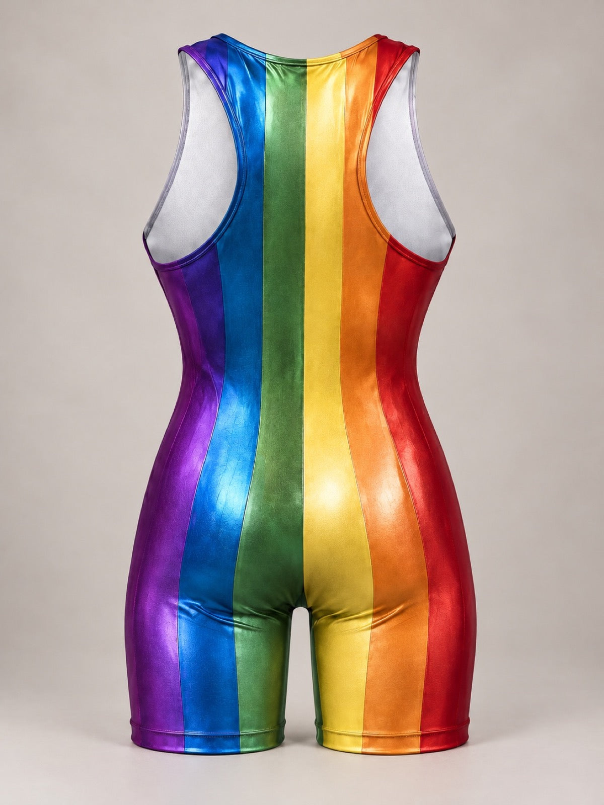 Rainbow Metallic Zip-Front Bodysuit