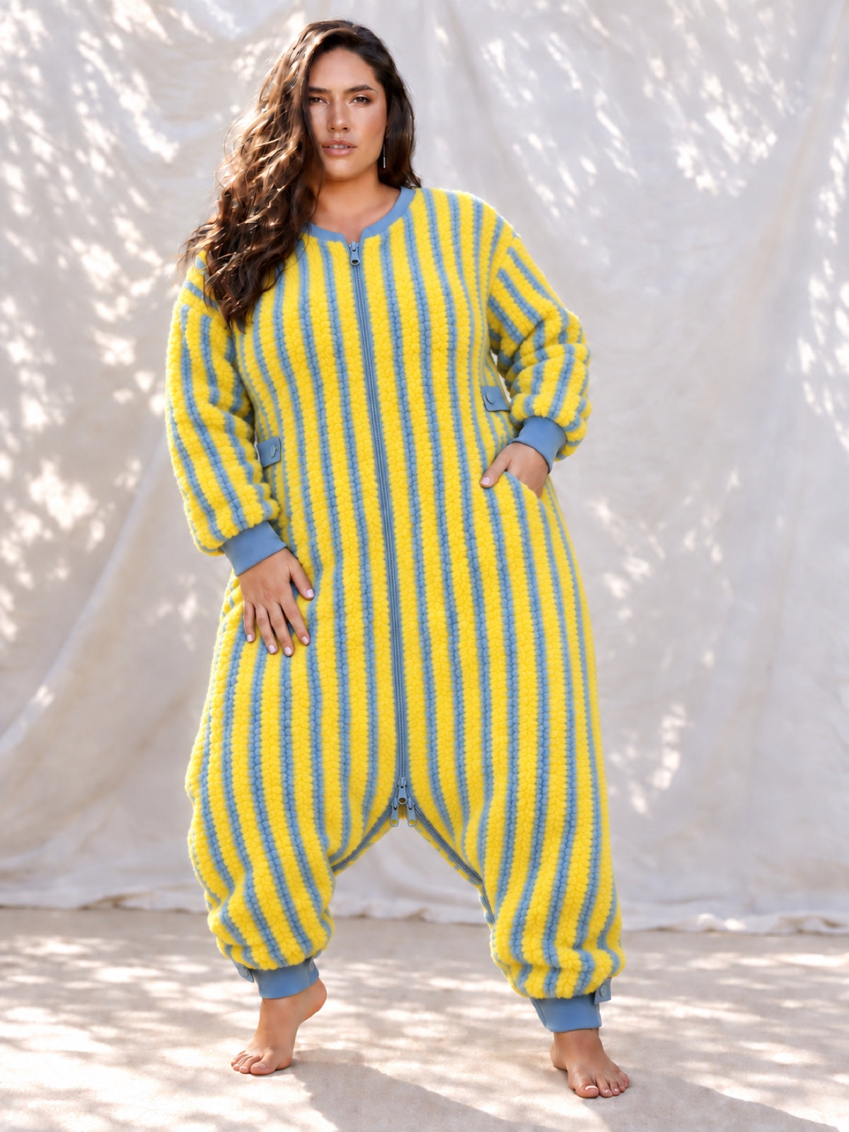 Yellow Blue Striped Sleep Bag for Adult, Baby and Kids